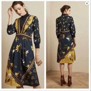 Ted Baker Blue Floral Juudy Savanna Midi Dress size Ted 4 US 10